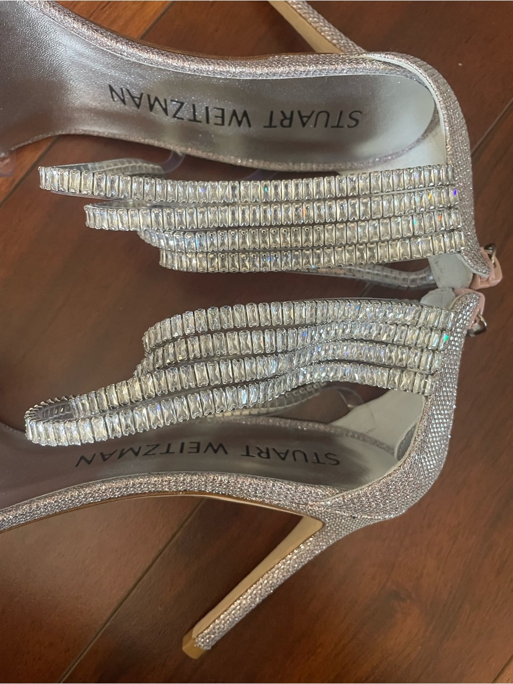 NIB Stuart Weitzman SUPERGLAM 100 Crystal Strappy Stiletto Sandal Size 8 - Picture 6 of 13